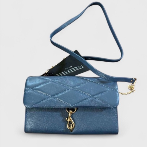 Rebecca Minkoff Edie Wallet on Chain Crossbody Blue Slate NWT - Picture 4 of 13
